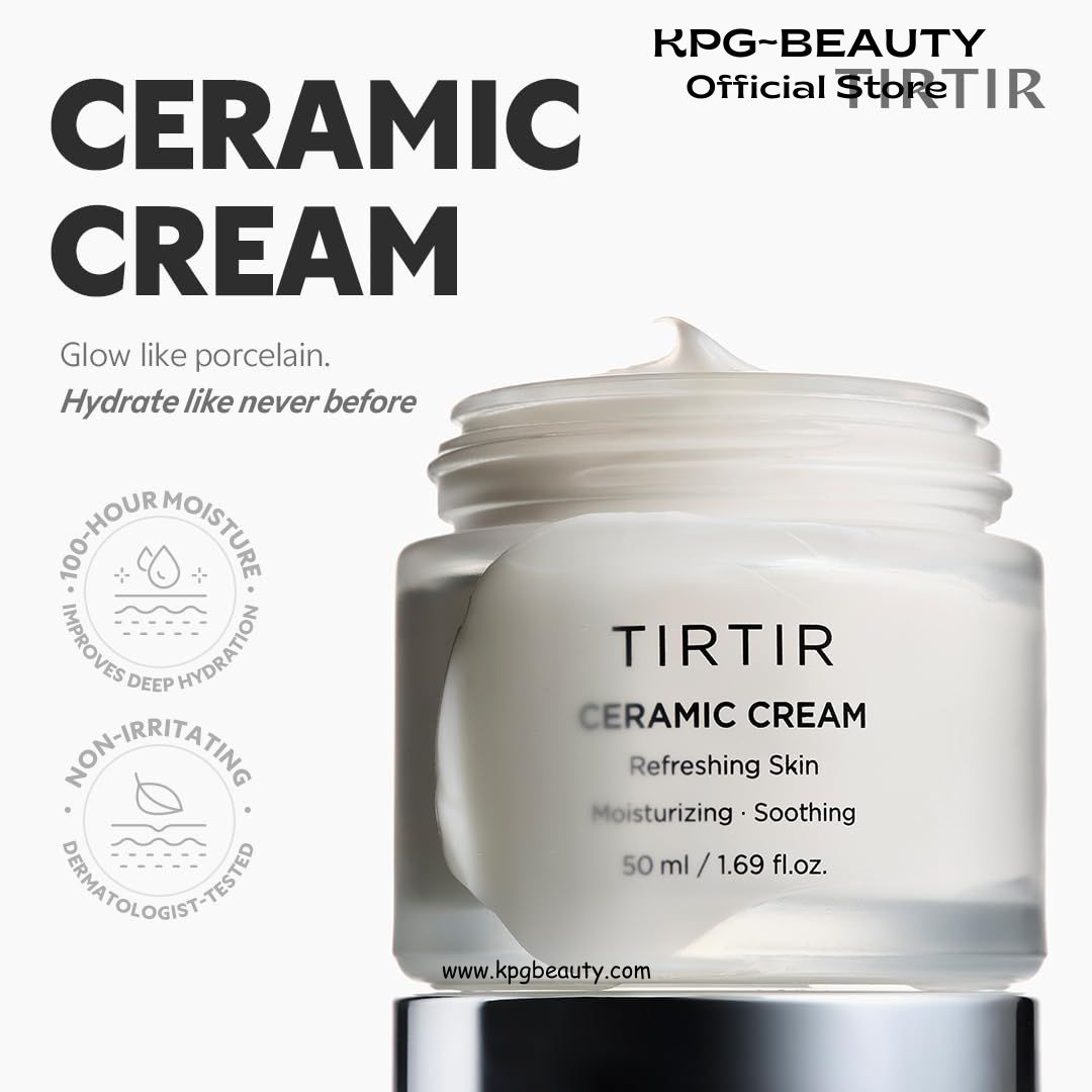 TIRTIR Natural Ceramide Cream | Deep moisturizer for Glass Skin, Polyglutamic acid, Centella Asiatica Extract, Skin barrier, Lightweight, Mild, Nature derived ingredients, Dry skin, Korean skincare 50ml TIRTIR