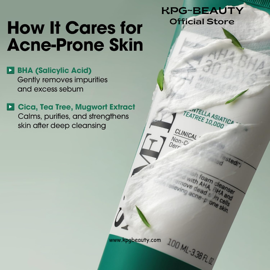 SOME BY MI AHA BHA PHA 30 Days Miracle Acne Clear Foam – 3.38oz, 100ml – Korean Acne Face Wash for Smooth & Clear Skin – Salicylic Acid Cleanser for Exfoliation & Sebum Control – Korean Skin Care Some By MI