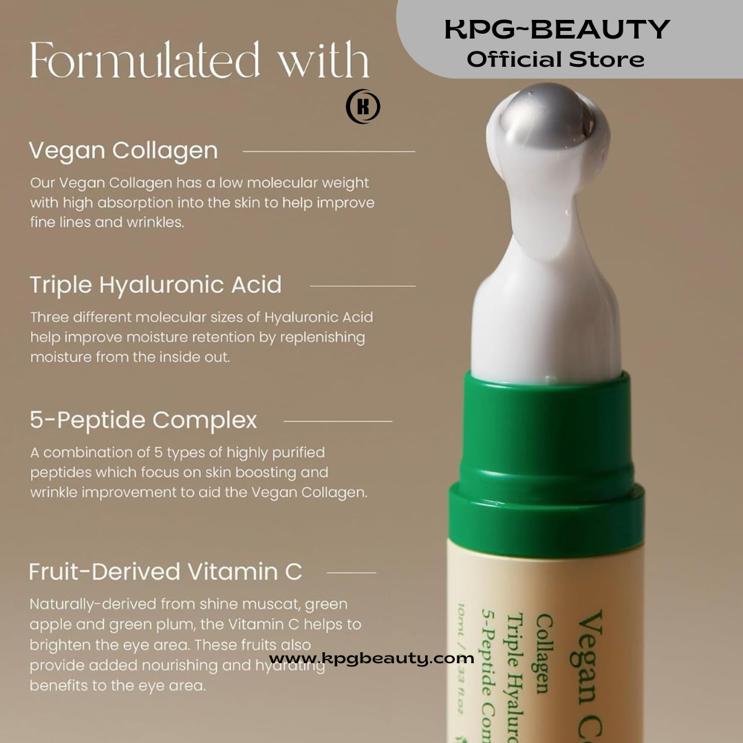 AXIS-Y Vegan Collagen Eye Serum - K Beauty Triple Hyaluronic Acid & Peptide Collagen Serum Improve Skin Elasticity, Reduce Fine Lines & Dark Circles - Vegan Korean Skin Care Eye Cream