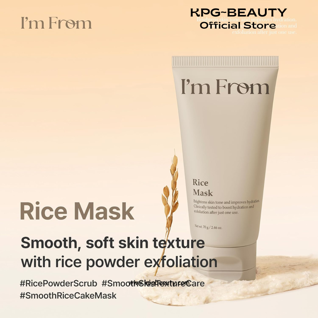 I'm From Rice Mask, Soft Exfoliating Wash-Off Rice Mask, Glass&Dewy, Hydration, Korean Skin Care  70gm IAM FROM