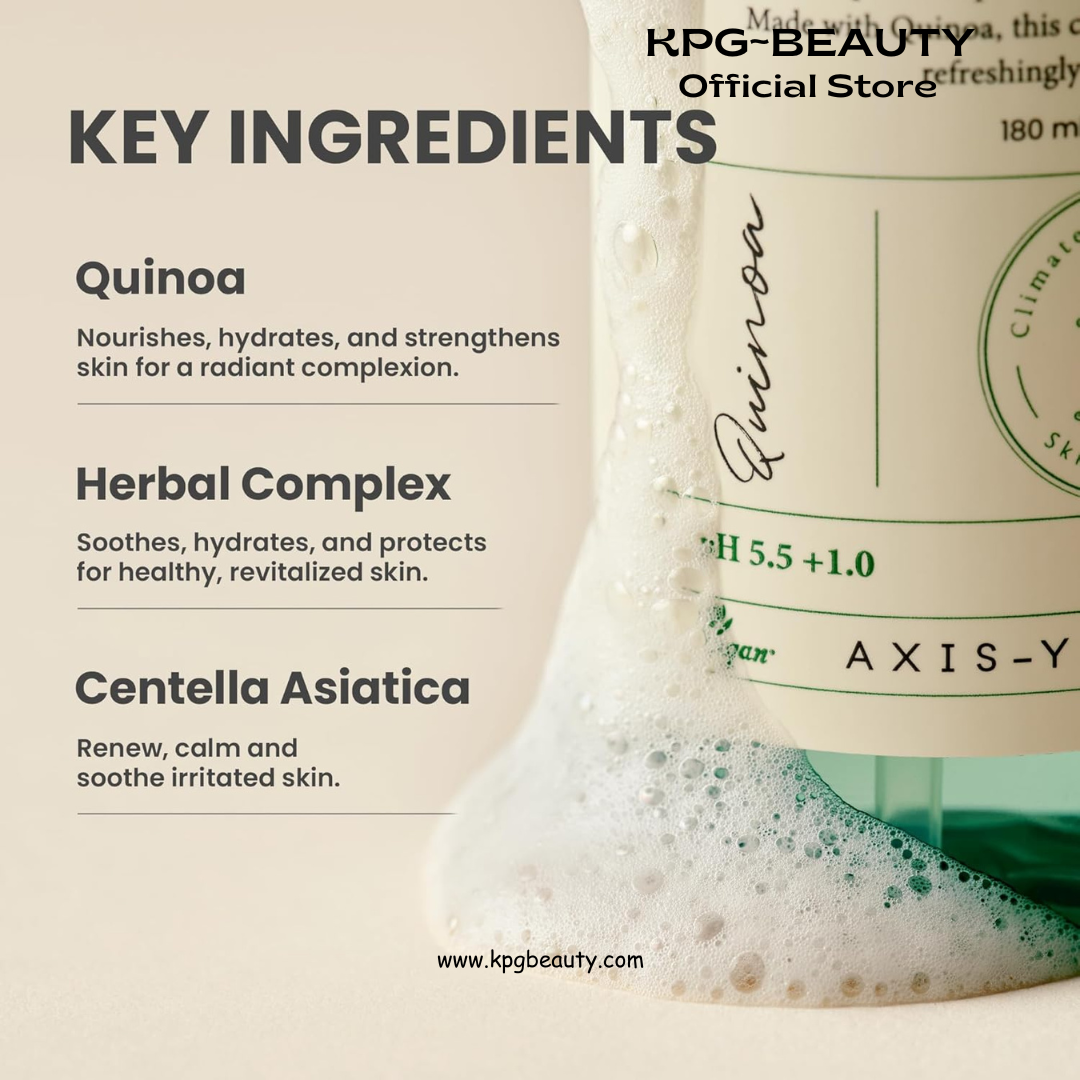 AXIS-Y Quinoa One Step Balanced Gel Cleanser - Deep Hydrating Makeup Remover Facial Cleansing Gel - Vegan Korean Skin Care Face Wash for All Skin Types (6.08 fl. oz.) AXIS-Y