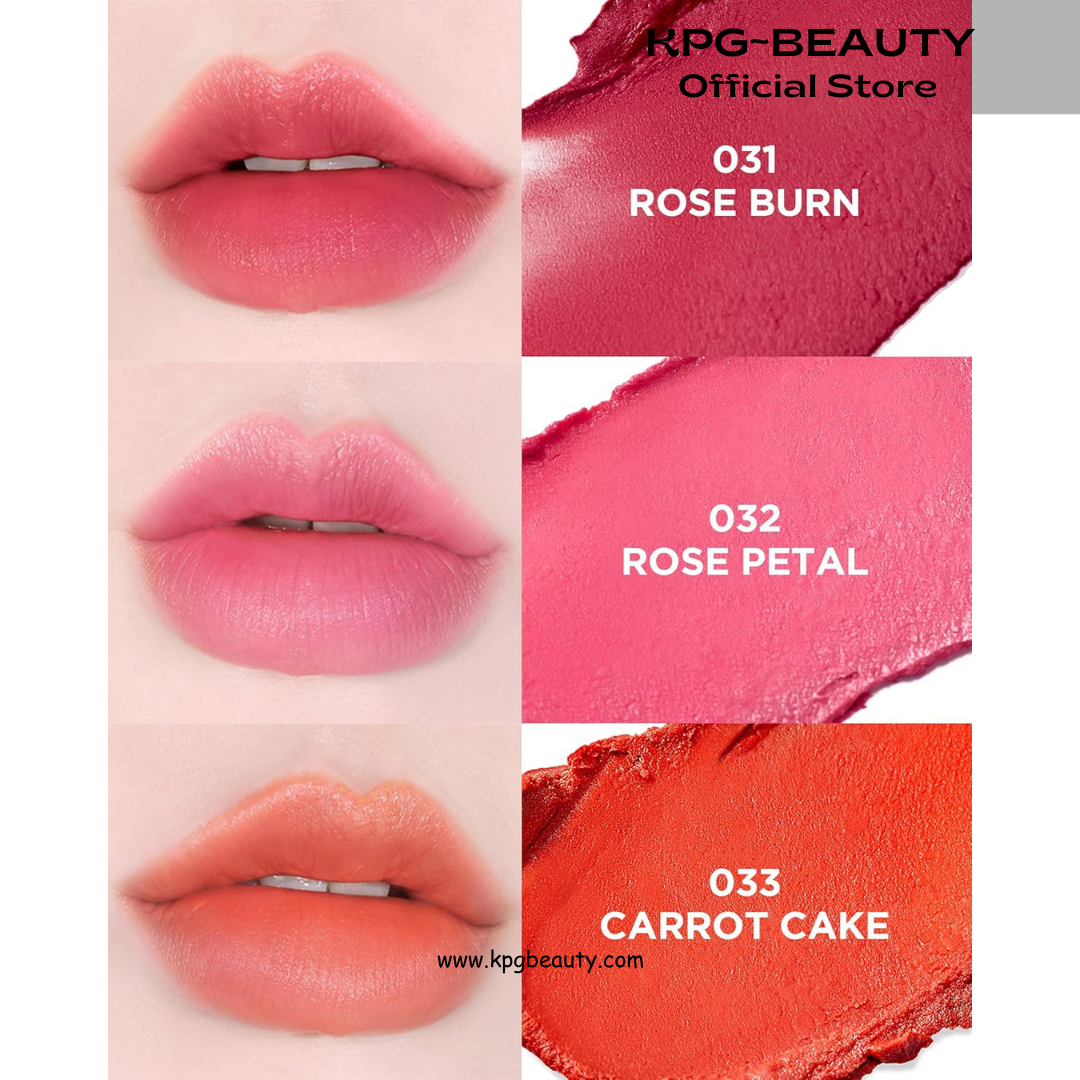 TOCOBO Powder Cream Lip Balm – Vegan Korean Soft Matte Lipstick Balm for Velvet Finish - Moisturizing & Blurring Effect – Lightweight Powdery Texture, Rose Burn, 0.12oz. Tocobo