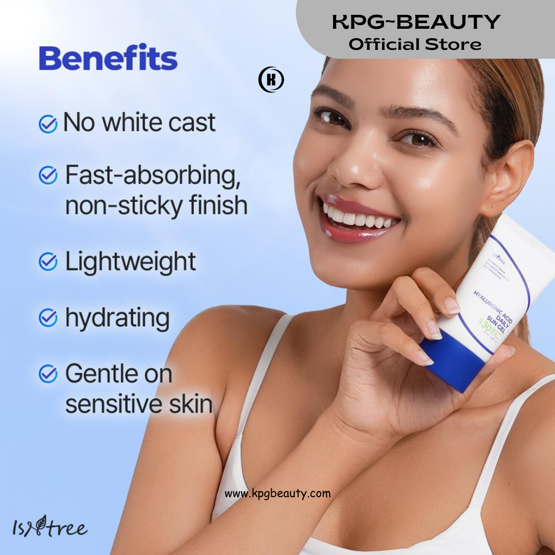 ISNTREE Hyaluronic Acid Daily Sun Gel 50ml, 1.69 fl oz | SPF 30 | Korean Skincare | Moisturizing | No White Cast | Lightweight | Mild Formula | Daily SPF | Korean Sunscreen | Broad Spectrum KPG BEAUTY