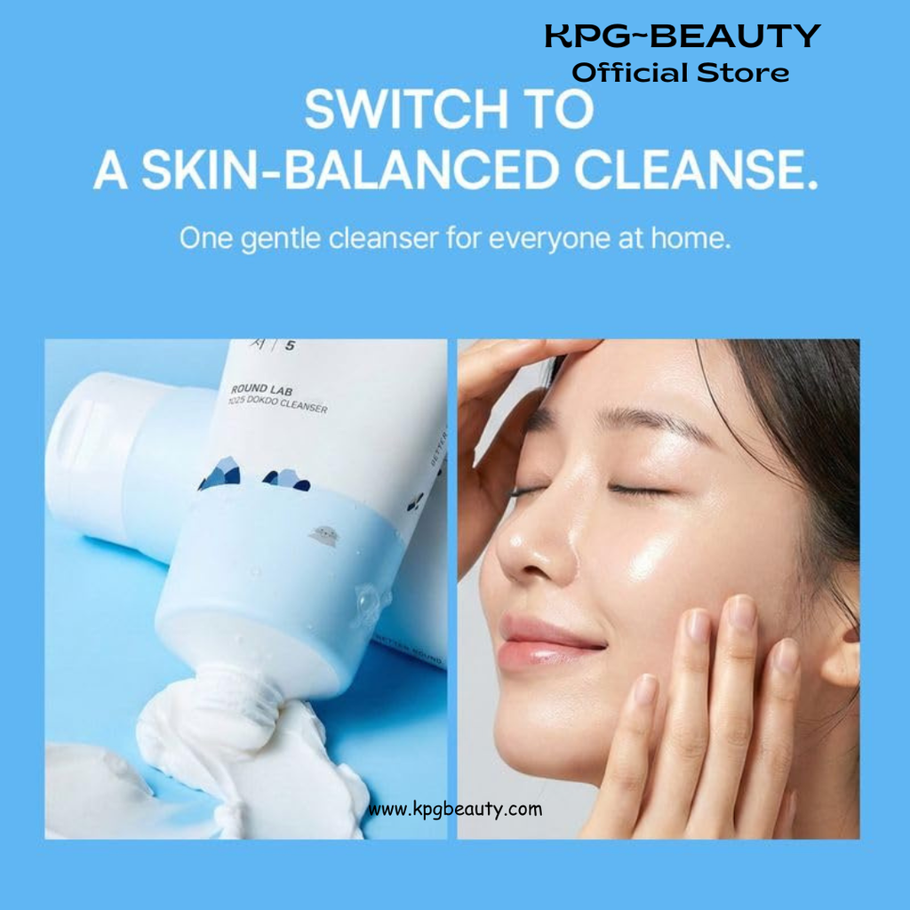 ROUND LAB 1025 Dokdo Cleanser 5.07 Fl Oz, Low pH Facial Cleanser for Sensitive Skin, Rich Soft Bubbles for Deep Cleansing and Makeup Removal, Hydrating Face Wash with Deep Sea Water, Korean Skin Care Round Lab