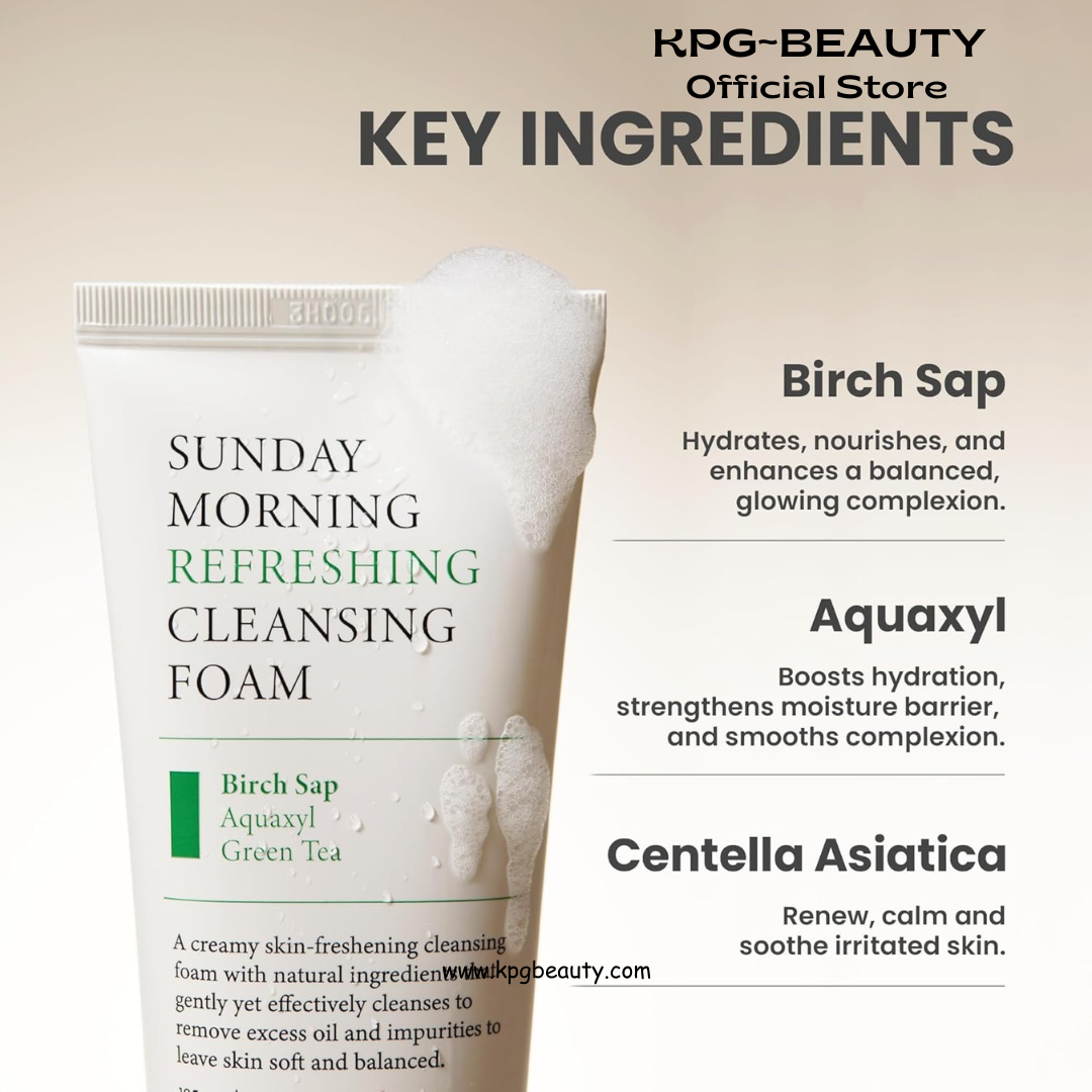 AXIS-Y Sunday Morning Refreshing Cleansing Foam with Birch Sap - Hydrating & Soothing Gentle Facial Cleanser - Vegan Korean Skin Care Face Wash for All Skin Types (4.06 fl. oz.) AXIS-Y