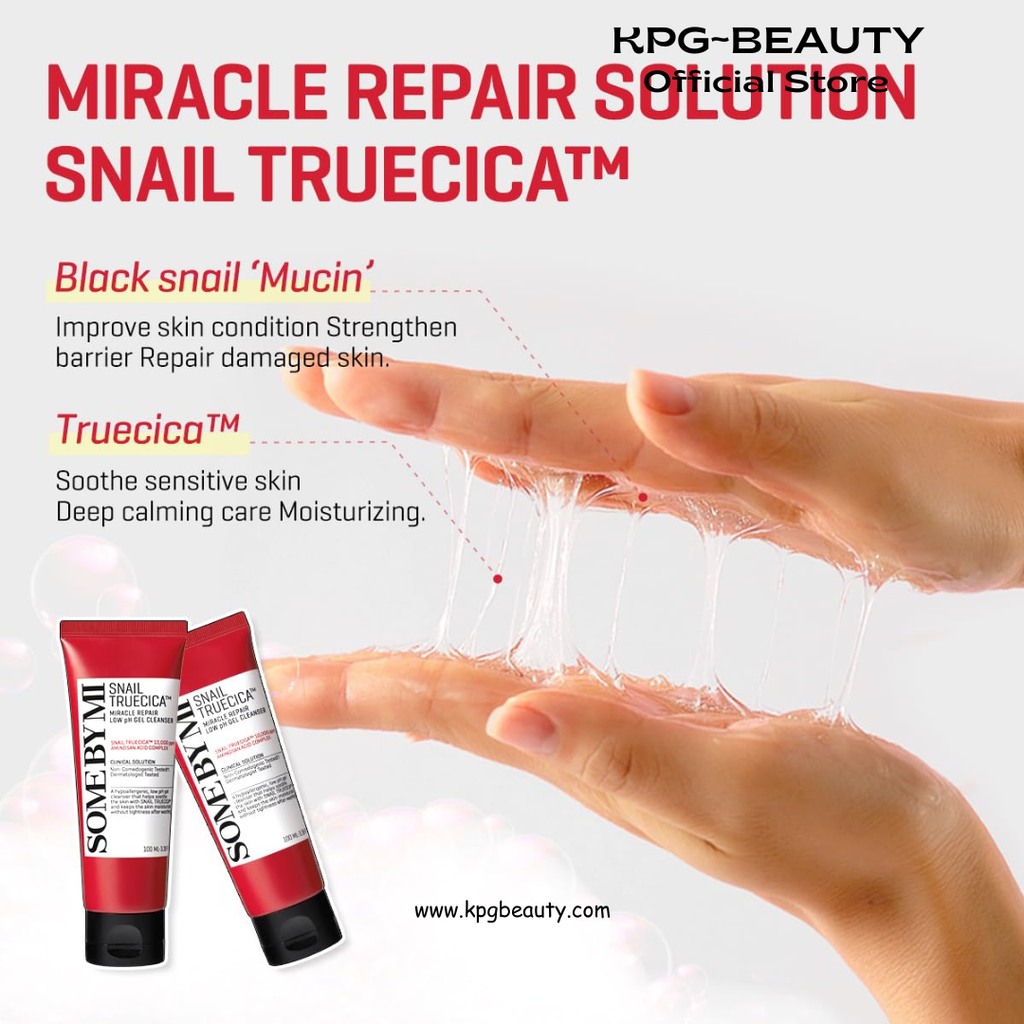 SOME BY MI Snail Truecica Miracle Repair Low pH Gel Cleanser - 3.38Oz, 100ml - Made from Snail Mucin for Sensitive Skin - Daily Face Wash for Deep Cleansing and Skin Moisturizing - Korean Skin Care Some By MI
