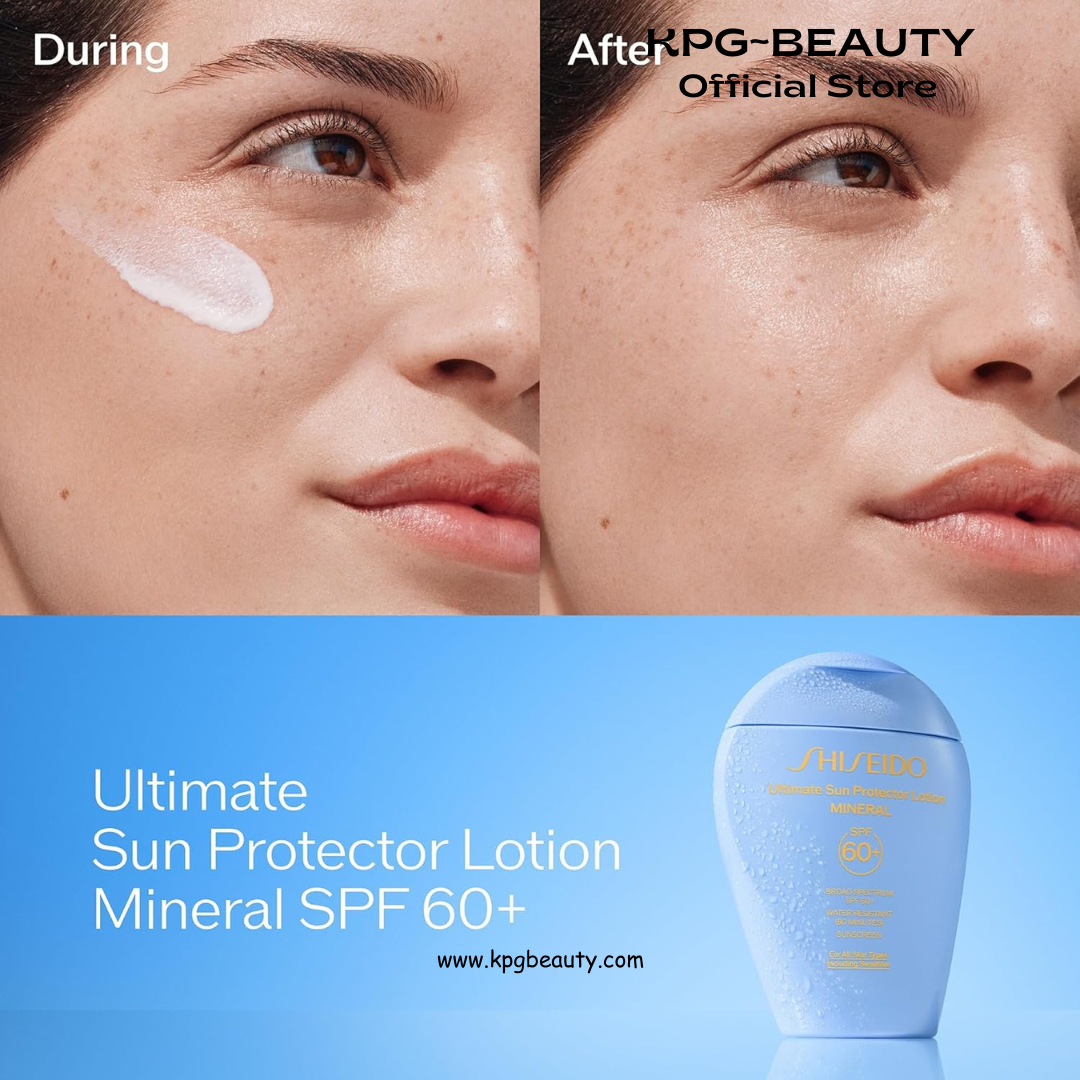 Shiseido Ultimate Sun Protector Lotion Mineral SPF 60+ - Sheer, Broad-Spectrum Sunscreen for Face & Body - Visibly Improves Fine Lines, Smoothness & Skin Tone - Fragrance Free, All Skin Types Shiseido