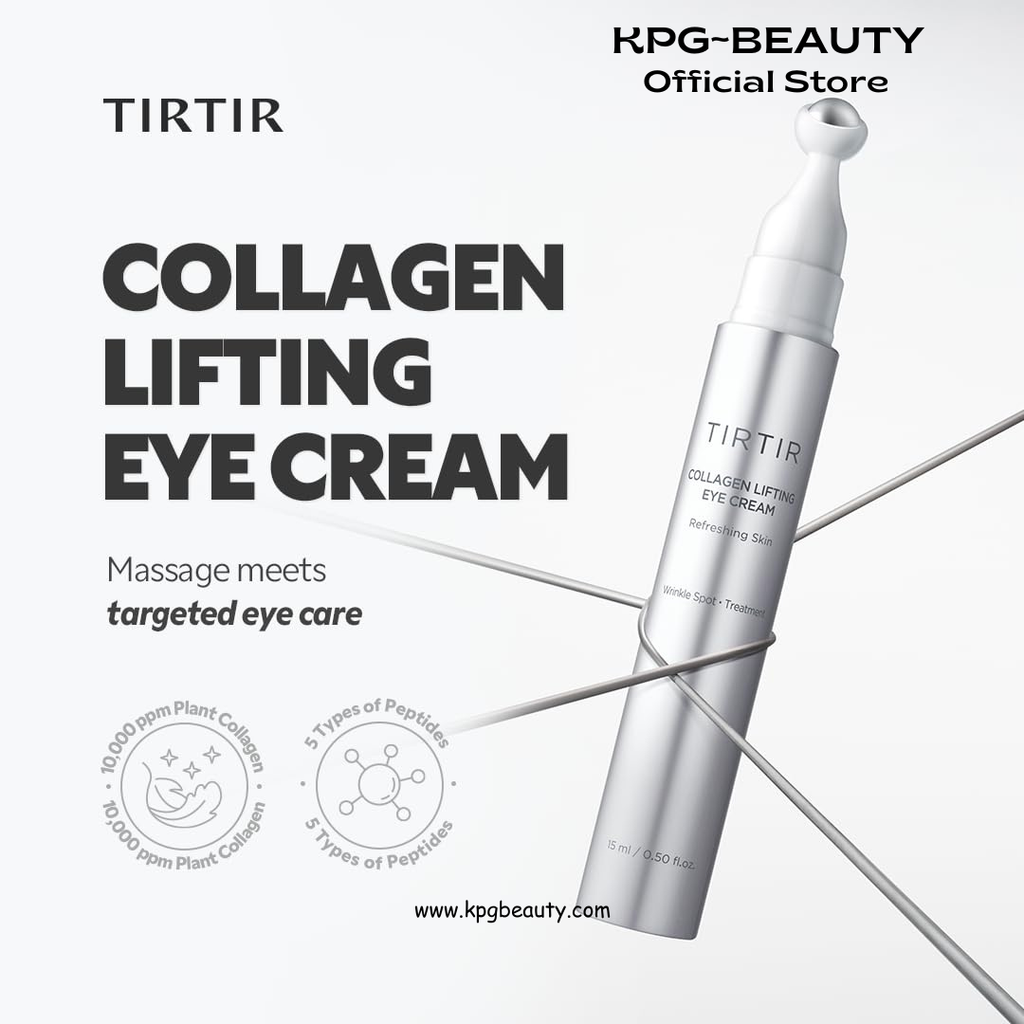 TIRTIR Collagen Lifting Eye Cream - Roller Applicator, Wrinkle Spot Treatment, Revitalizing Moisturizer,Tightening Under Eye For Wrinkles,Fine Lines, Under Eye Bags, Lift Treatment For Men & Women TIRTIR