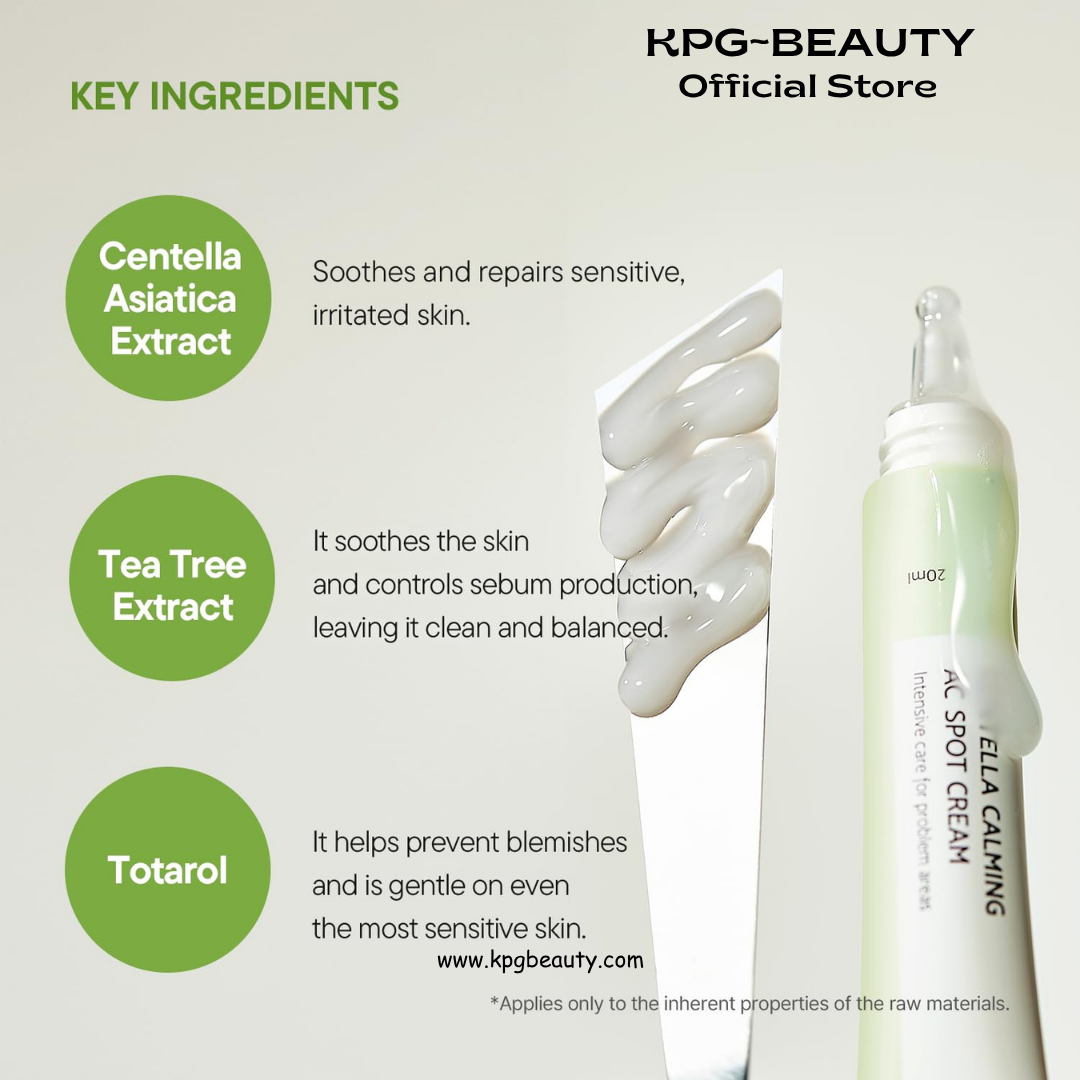 IUNIK Centella Calming AC Spot Cream – Centella Asiatica, Tea Tree & AHA BHA PHA Lightweight Blemish Care for Acne-Prone & Sensitive Skin, 20ml IUNIK