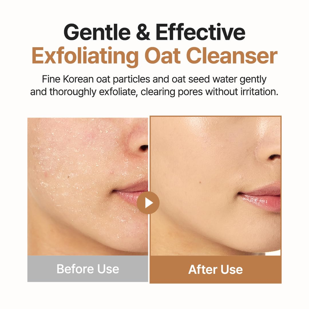 Purito Oat Exfoliating Facial Polish Cleanser - Hydrating Daily Face Wash with Gentle Scrub Clay Pore Minimizing Panthenol, Oat Seed Water Vegan, Non-comedogenic Korean Skin Care Purito Seoul
