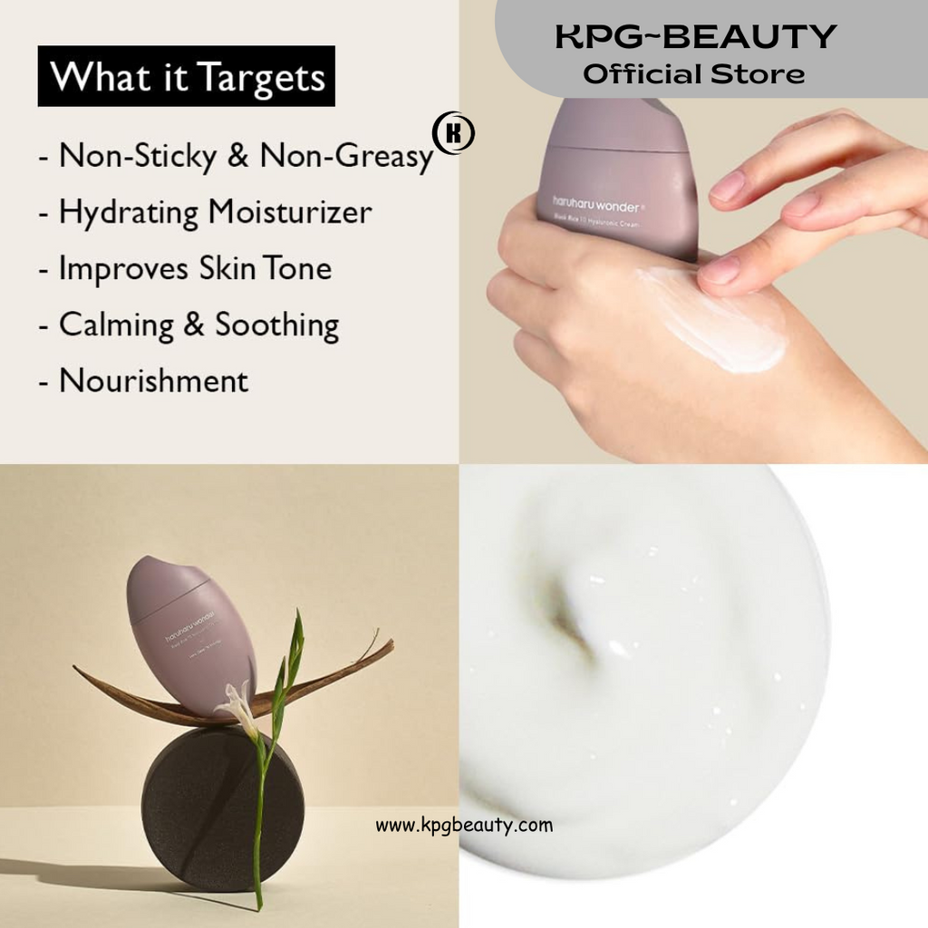 HARUHARU wonder Black Rice 10 Hyaluronic Cream, 1.6 fl oz, Face Moisturizer, Vegan, Cruelty Free, Daily skincare, Korean Skincare 50 ML