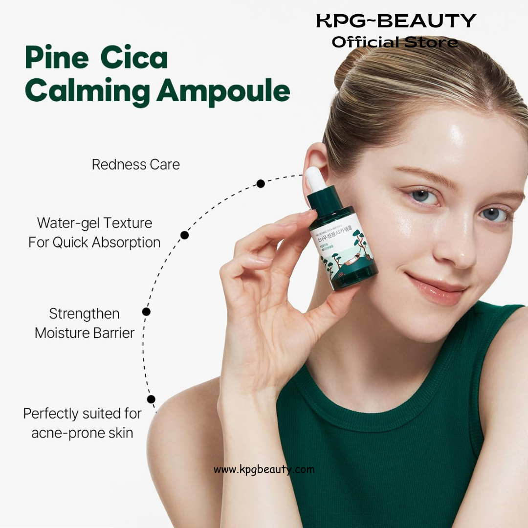 ROUND LAB Pine Calming Cica Ampoule 1.01 Fl Oz, Hydrating and Soothing Serum with Pine Cica and Hyaluronic Acid for Skin Barrier Strengthening, Gentle Exfoliation, and Deep Moisture, Korean Skincare Round Lab