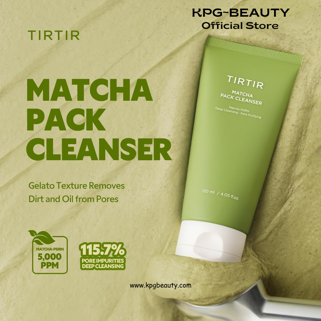TIRTIR Matcha Pack Cleanser | Deep Pore Cleanser & Exfoliating Face Wash, Gelato-to-Foam, 2-in-1 Blackhead & Sebum Control – 5,000ppm Matcha PDRN + AHA Complex, Korean Cleanser for Sensitive Skin 120ml TIRTIR