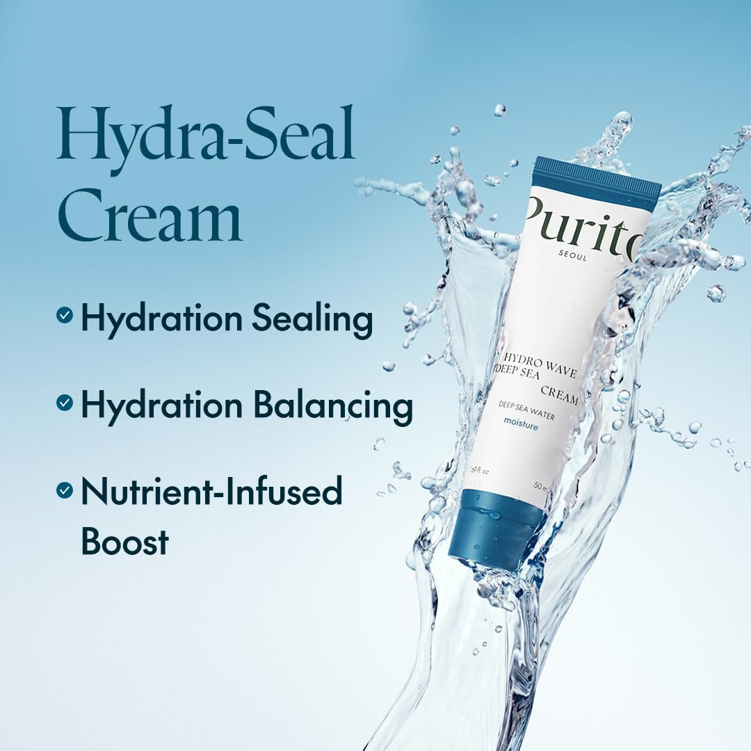PURITO Deep Sea Cream, Hydration, Lightweight, for All Skin Types, Daily Face Moisturizer, Vegan & Cruelty-Free, Korean Skin Care, 50ml Purito Seoul