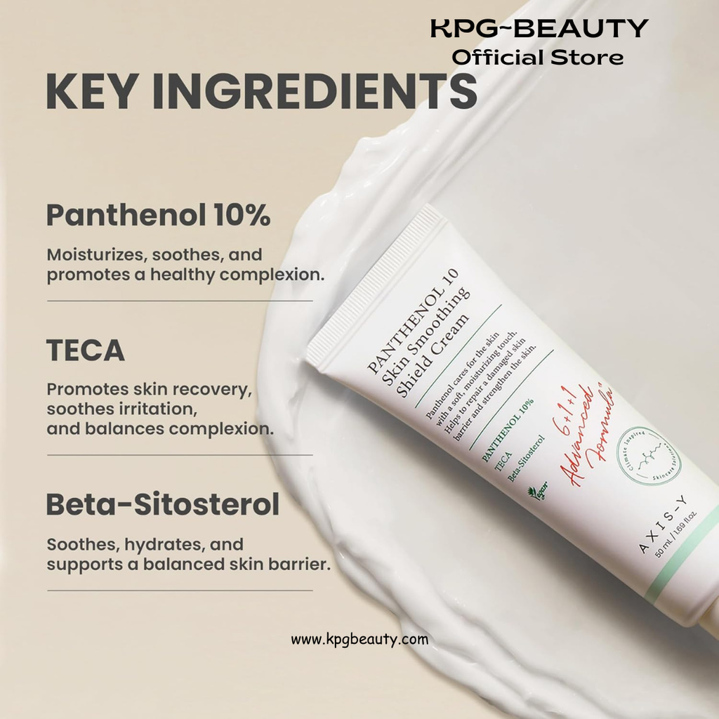 AXIS-Y Panthenol 10 Skin Smoothing Shield Cream - Daily Facial Moisturizer Barrier Cream for Long Lasting Hydration & Soothing - Vegan Korean Skin Care Face Lotion (1.69 fl. oz.) AXIS-Y
