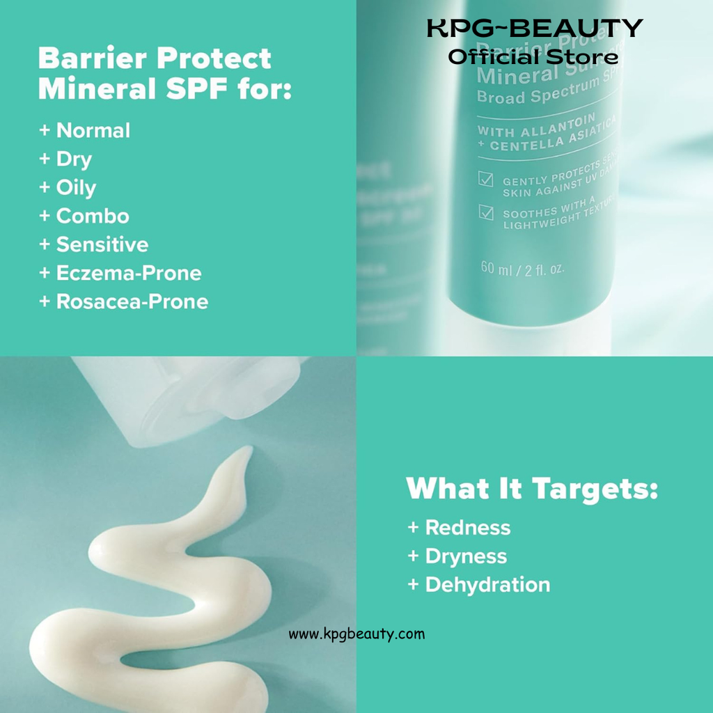 Paula's Choice CALM Barrier Protect Mineral Sunscreen for Face, SPF 30, Face Sunscreen for Sensitive Skin, Rosacea-Prone, Eczema- Prone Skin, UVA/UVB Protection, Fragrance Free, 60ML Paula’s Choice