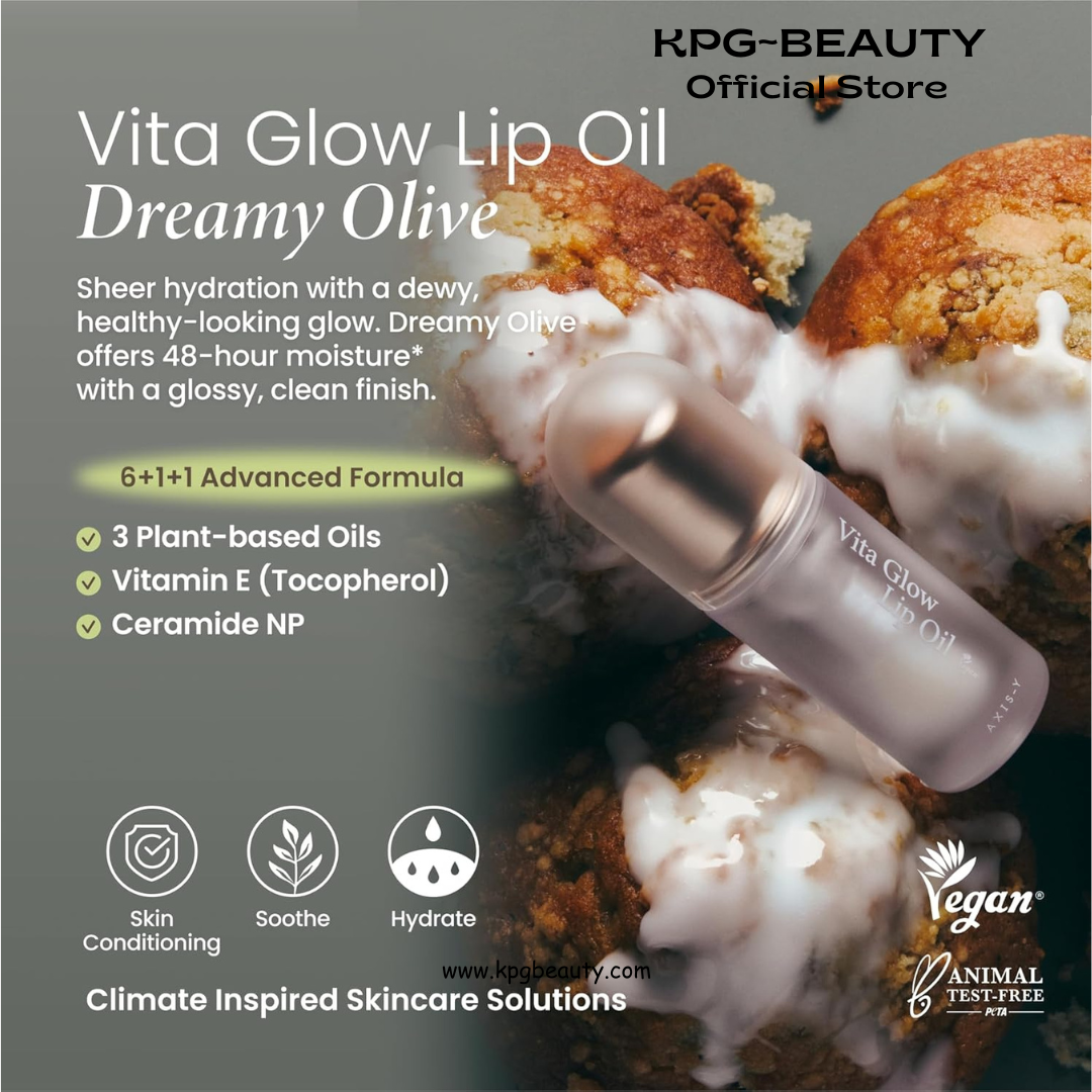 AXIS-Y Lip & Eye Set - Vita Glow Lip Oil Dreamy Olive & Vegan Collagen Eye Serum - Korean Skin Care Kit - Limited Edition Hydra Barrier Duo for Lips & Eyes AXIS-Y
