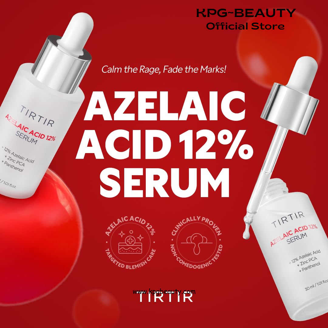 TIRTIR Azelaic Acid 12% Serum for Blemish-Prone Skin - Lightweight Hydrating Formula with Zinc PCA & Hyal-ZIP, Non-Comedogenic, Fragrance-Free, 30ml TIRTIR