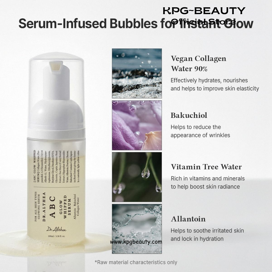 Dr.Althea ABC Glow Whipped Serum | Bubble Toner with Collagen & Vitamin Tea Wtater | Radiance-Boosting Toner for Instant Hydration & Makeup-Ready Finish | Vegan Korean Skincare, 100ml Dr Althea