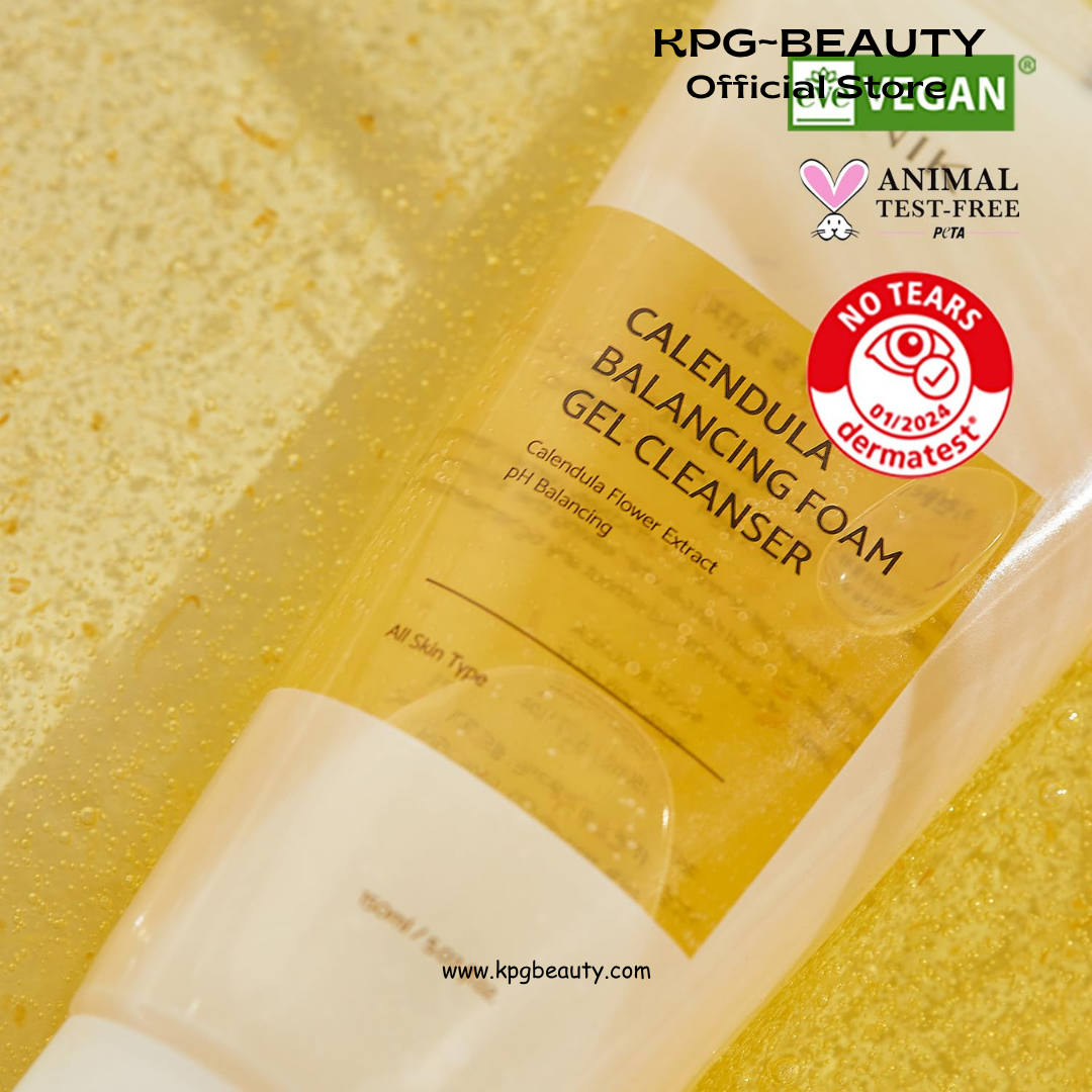 IUNIK Calendula Balancing Foam Gel Cleanser – Calendula Gentle Daily Low pH Facial Cleanser for Hydrating & Mild Exfoliating Care, Korean Skincare for All Skin Types, 150ml IUNIK