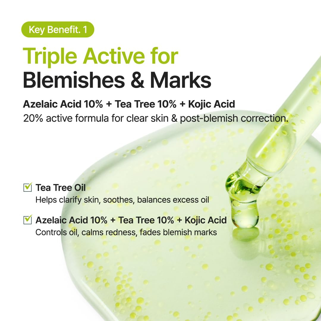 PURITO Azelaic Acid 10% + Kojic Acid + Tea Tree Facial Serum | for Blemish-Prone, Oily & Sensitive Skin | Redness Soothing | Korean Skincare, 30mL Purito Seoul