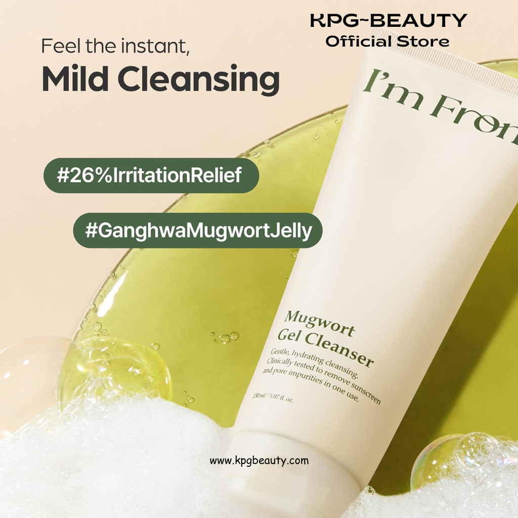 I'm from Mugwort Gel Cleanser 150ml, Mugwort 60%, Calming, Soothing, Mild low pH Korean Face Wash for Sensitive Skin, Irritated Skin, Herbal, Hypoallergenic, Vegan IAM FROM