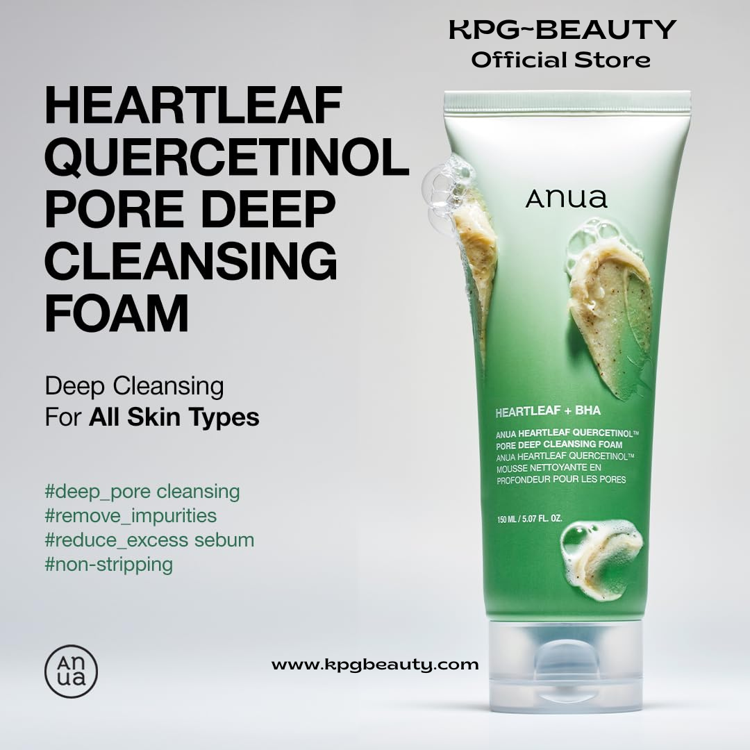 Anua Double Cleanser Duo for Facial Cleansing : Heartleaf Pore Control Cleansing Oil & Heartleaf Quercetinol Pore Deep Cleansing Foam for Double Cleansing, Korean Skincare