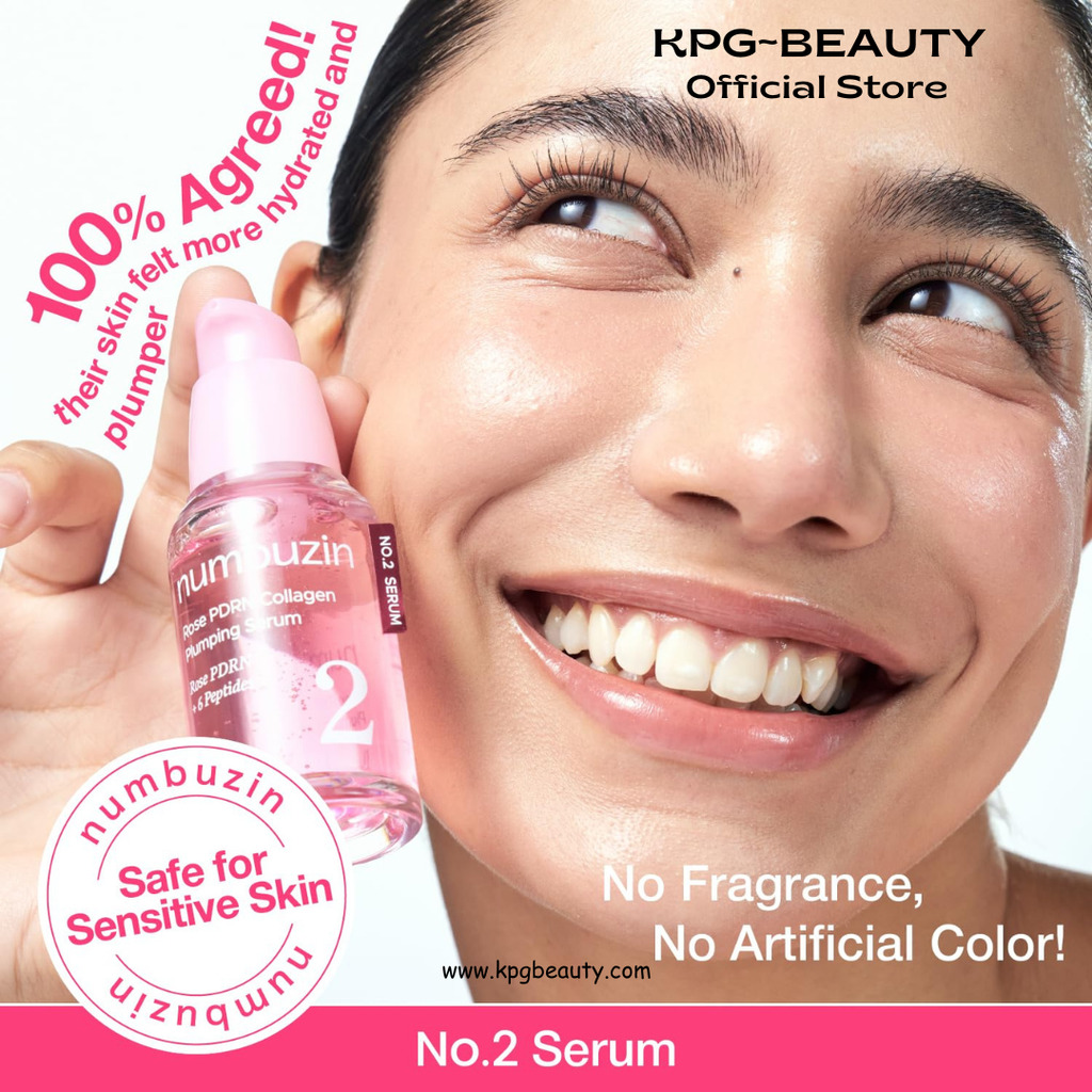 numbuzin No.2 Rose PDRN Collagen Plumping Serum, Hydrating & Firming Serum with Peptides, Plump, Glowing Skin, Korean Skincare, 1.01 fl oz (30ml) Numbuzin