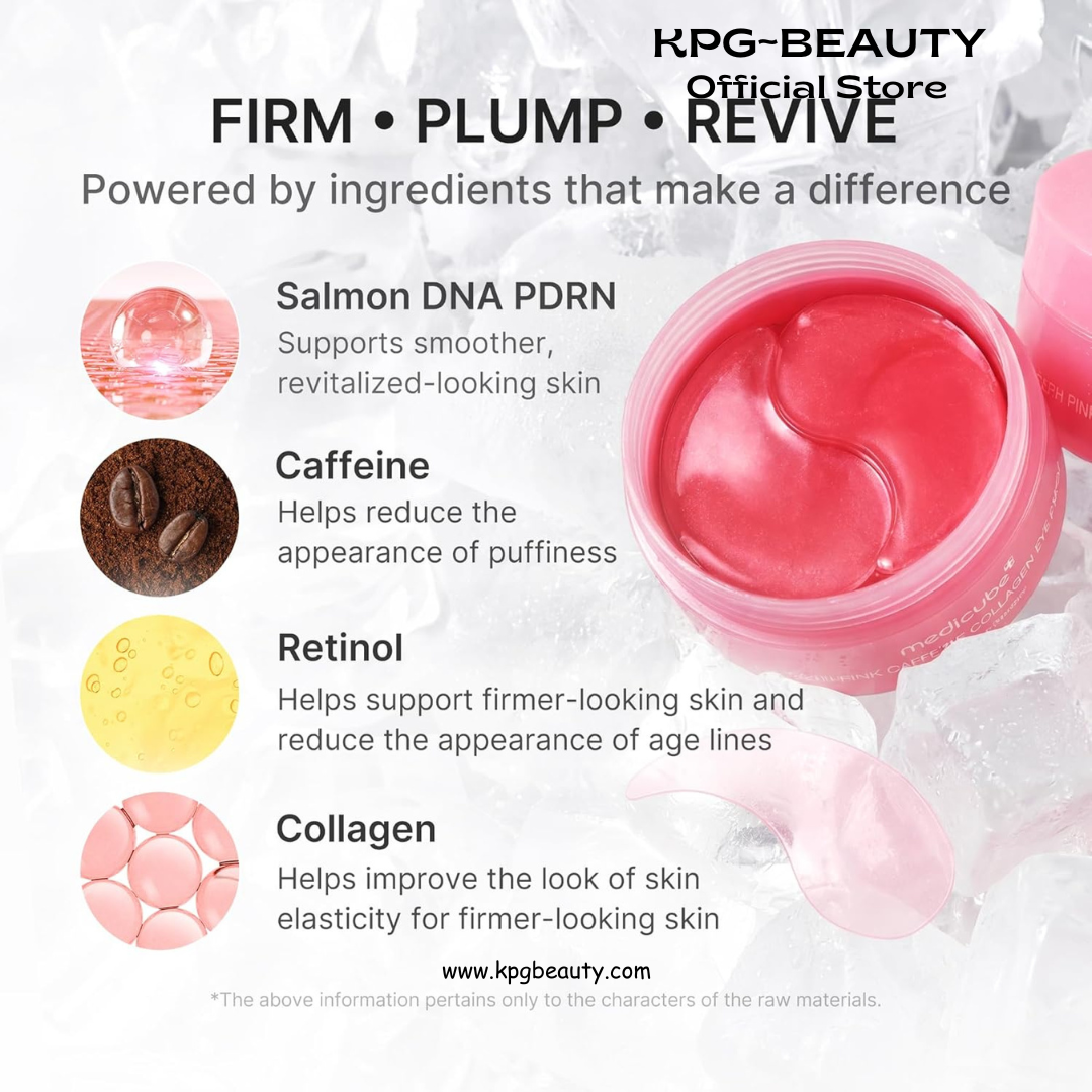 medicube PDRN Caffeine Collagen Eye Patch | Gel Eye Patches for the appearance of Dark Circles, Undereye Bags | Firming, Age-Defying Care with Retinol, Collagen | Korean Skincare | 30 Pairs Medicube