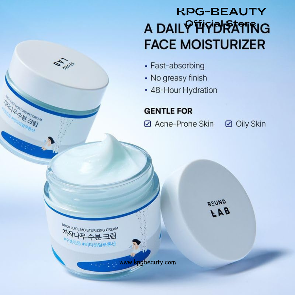 ROUND LAB Birch Juice Moisturizing Cream 2.7 Fl Oz, 48-Hour Deep Hydrating Face Moisturizer with Birch Sap & Vita Hyaluronic Acid for Acne-Prone Skin, Reduces Sebum, Oil, Blackheads, Korean Skin Care Round Lab