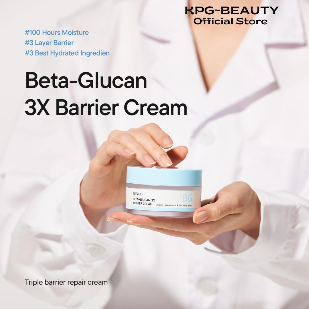 IUNIK Beta-Glucan 3X Barrier Cream – Beta-Glucan, Shea Butter & Panthenol Deep Hydration Cream Moisturizer for Barrier Strengthening, Korean Skincare for Dry & Sensitive Skin, 50ml IUNIK