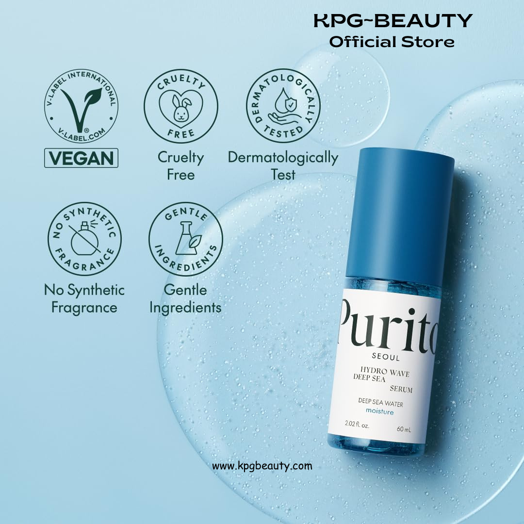 PURITO Deep Sea Serum | Deep Sea Water 66% + Marine Complex + Snow Mushirooms | Facial Serum | for Hydration, Skin Plumping | Lightweight & Non-Greasy Texture | Korean skincare, 60mL Purito Seoul