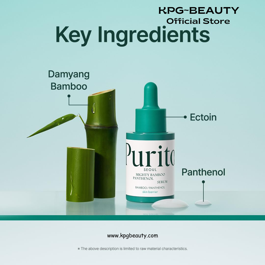 PURITO Mighty Bamboo Panthenol Serum, Glow Serum, Moisture Barrier Repair, for All Skin Types, Fast Absorbing, Deep Hydration, Glass Skin, Vegan & Cruelty-Free, Korean Skincare 1.01 fl.oz / 30 mL Purito Seoul