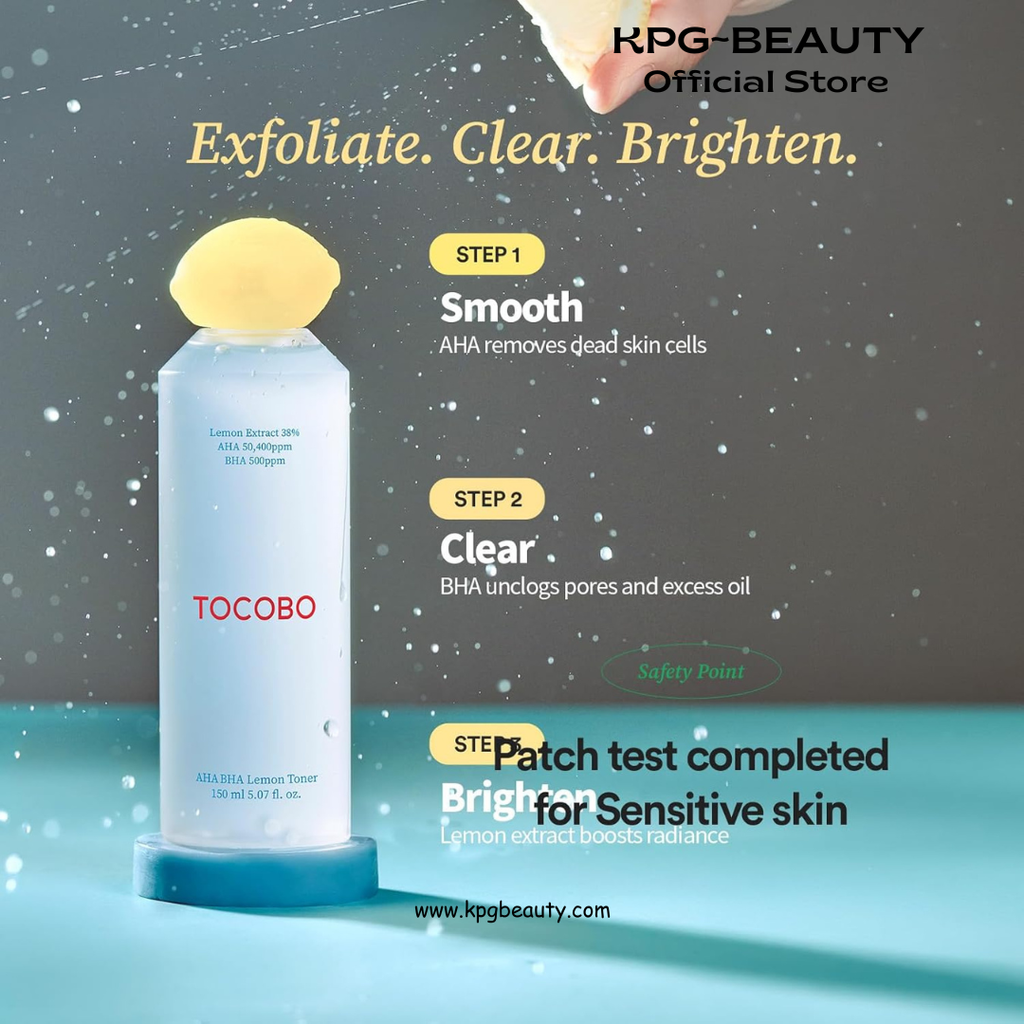 TOCOBO Korean Skincare AHA BHA Lemon Toner 150ml Tocobo