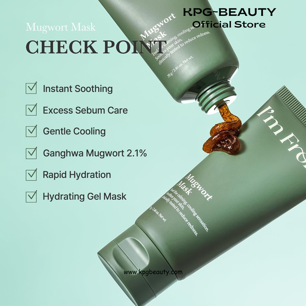 I'm from Mugwort Mask, Wash-Off Calming Face Mask with Mugwort Extract, Cooling & Soothing Care for Sensitive Skin, Korean Skincare IAM FROM