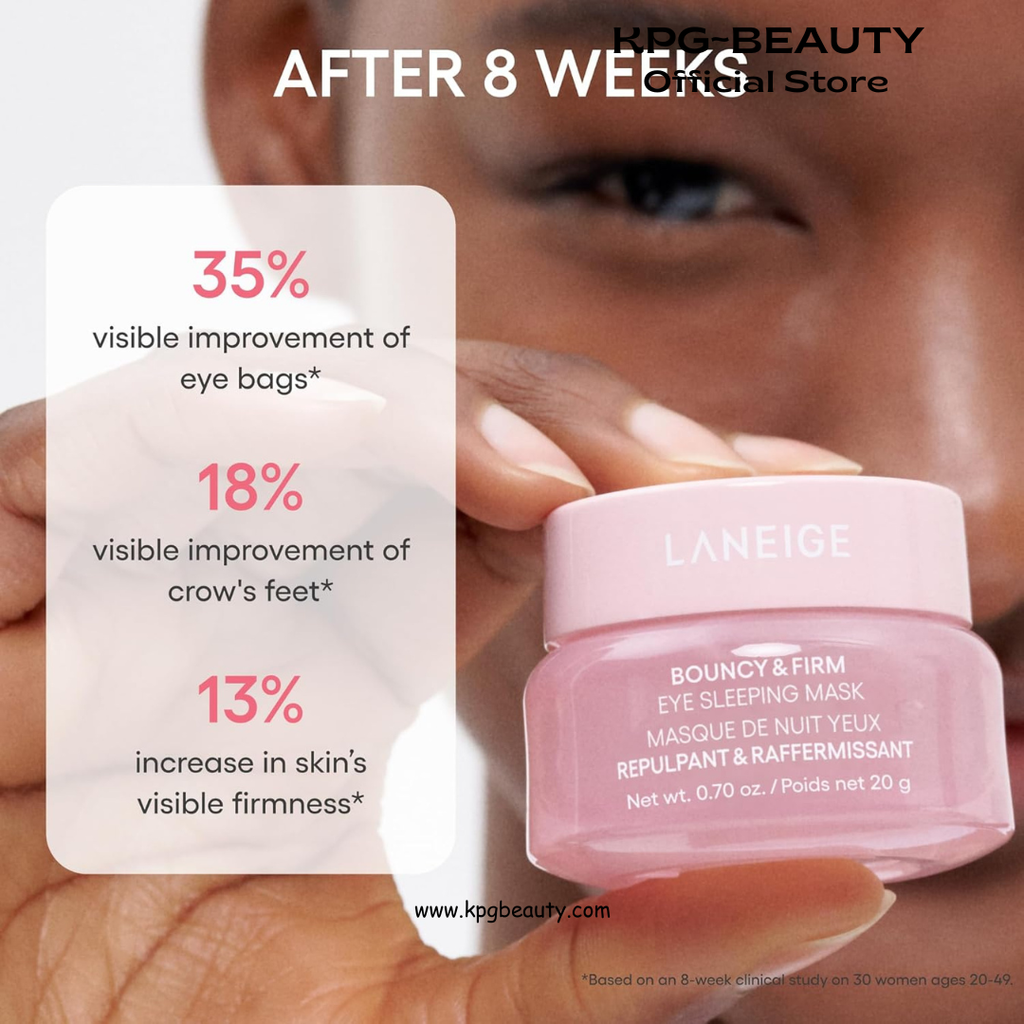 LANEIGE Bouncy & Firm Eye Sleeping Mask: Depuff and Firm with Peony & Collagen Complex, Ceramide, & 5D Hyaluronic Acid LANEIGE