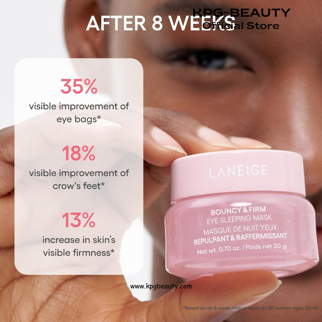 LANEIGE Bouncy & Firm Eye Sleeping Mask: Depuff and Firm with Peony & Collagen Complex, Ceramide, & 5D Hyaluronic Acid LANEIGE