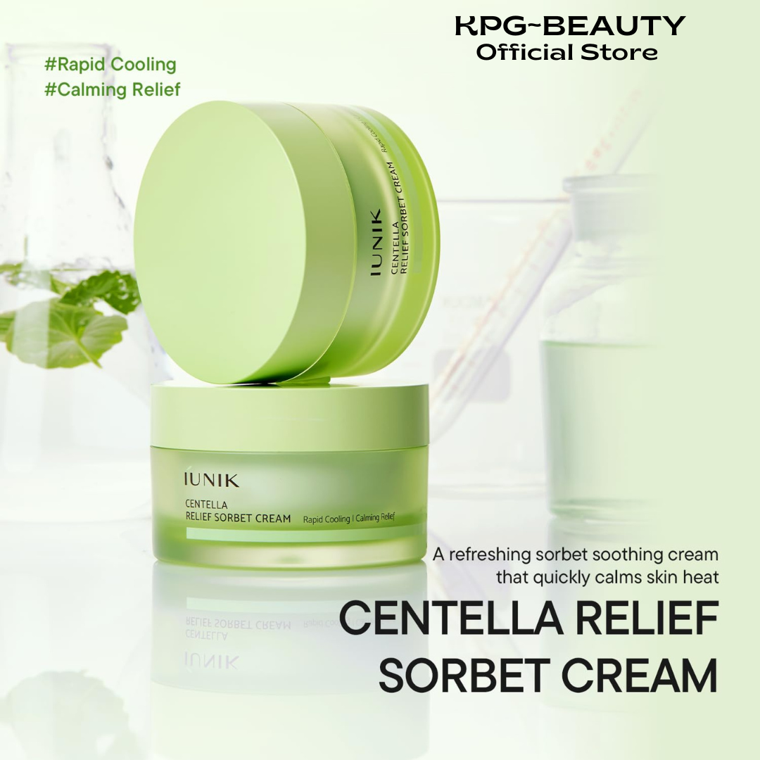 IUNIK Centella Relief Sorbet Cream – Instant Cooling & Calming Moisturizer for Sensitive & Redness-Prone Skin, Lipo Soothing Relief Complex, Oil Control & Deep Hydration, 50ml IUNIK