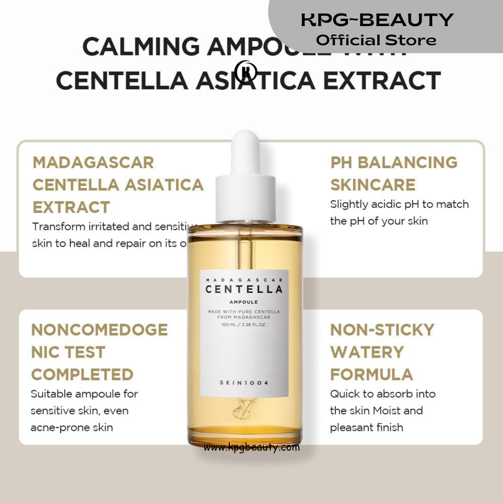 SKIN1004 Madagascar Centella Asiatica Ampoule Facial Serum |100% Centella Asiatica Extract for Soothing Sensitive and Acne-prone Skin, 30ml KPG BEAUTY