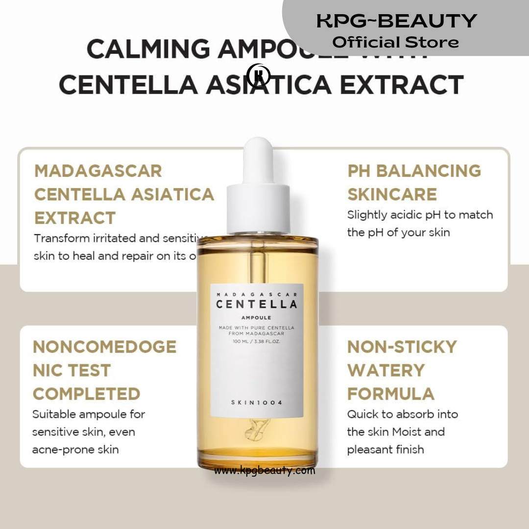 SKIN1004 Madagascar Centella Asiatica Ampoule Facial Serum |100% Centella Asiatica Extract for Soothing Sensitive and Acne-prone Skin, 30ml KPG BEAUTY
