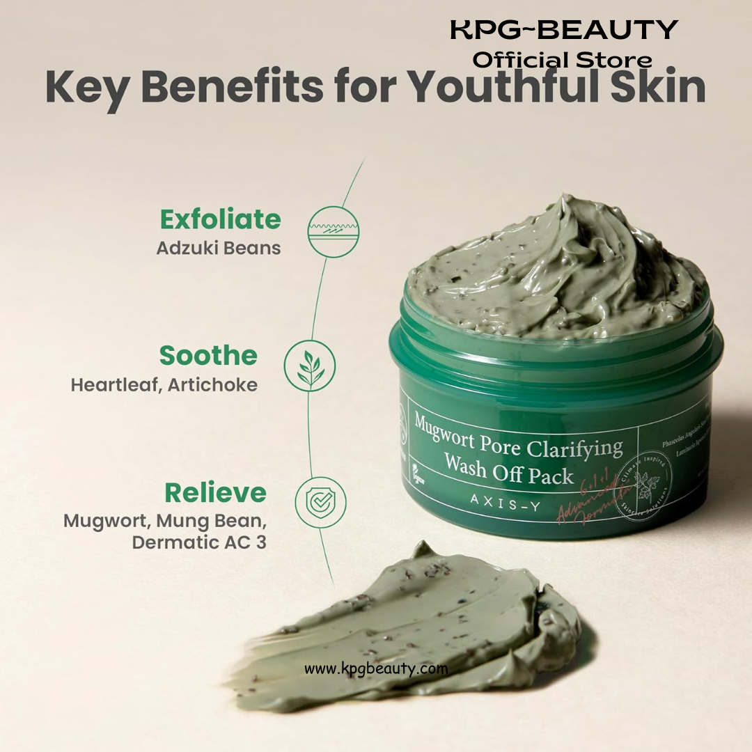 AXIS-Y Mugwort Pore Clarifying Wash Off Pack - Face Exfoliator Targets Clogged Pores, Whitehead & Blackhead Remover - Vegan Korean Skin Care Glass Skin Clay Mask (3.38 fl. oz.) AXIS-Y