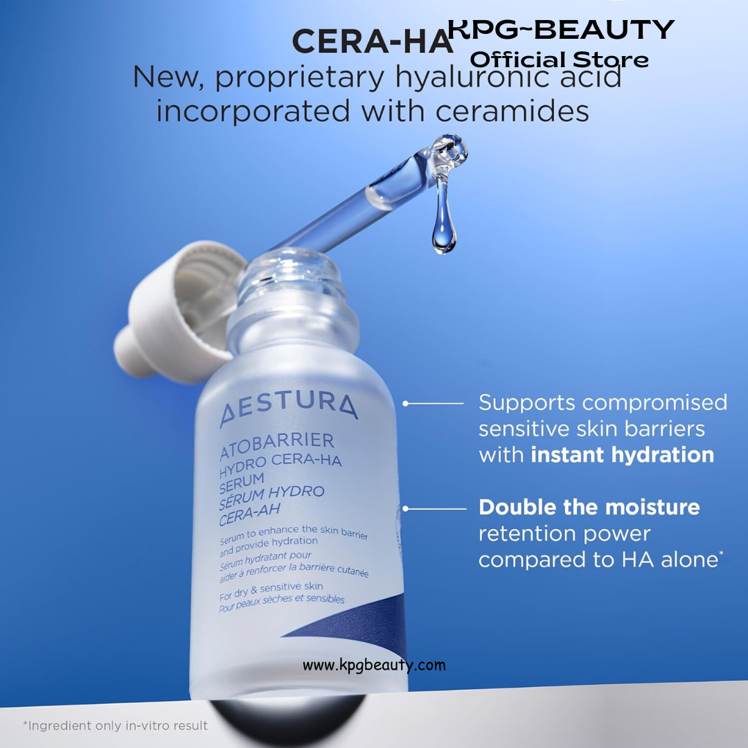 AESTURA ATOBARRIER365 Hydro CERA-HA Korean Face Serum with Ceramides, Hyaluronic Acid & Niacinamide | Lightweight Hydrating Serum for Barrier Repair & Glow For Dry & Sensitive Skin, 30ML AESTURA