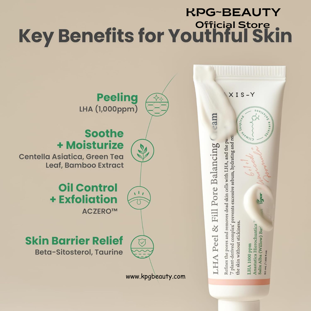 AXIS-Y LHA Peel & Fill Pore Balancing Cream - Blackhead Remover & Pore Minimizer for Face - Vegan Korean Skin Care Face Moisturizer Cream for All Skin Types (1.69 fl. oz.) AXIS-Y