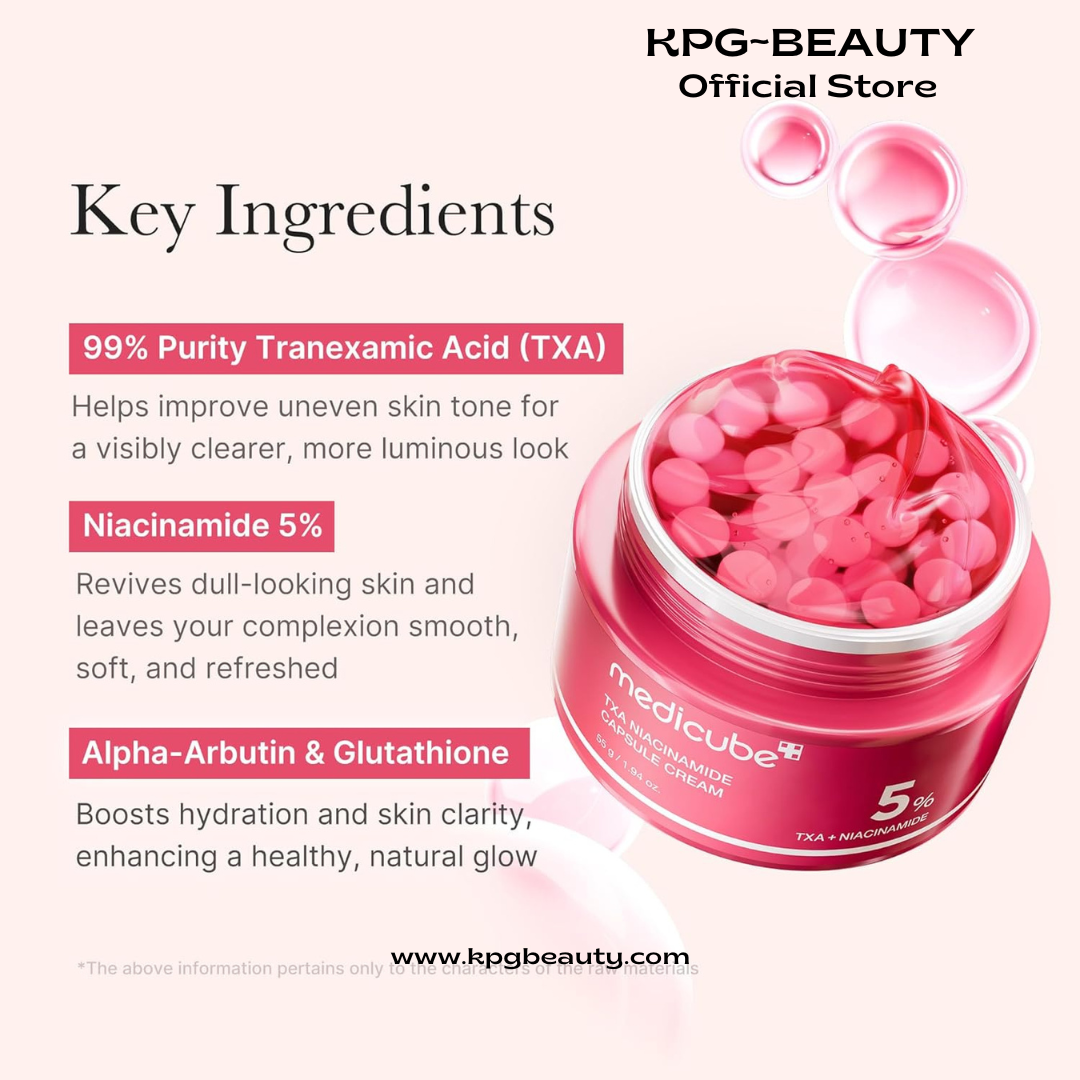 medicube TXA+Niacinamide Capsule Cream | Dual Radiance Moisturizer, Ideal for Use After Spot Care | For Uneven Skin Tone, Texture & Hydration | 99% Pure Tranexamic Acid | Korean Skincare 55 Grams