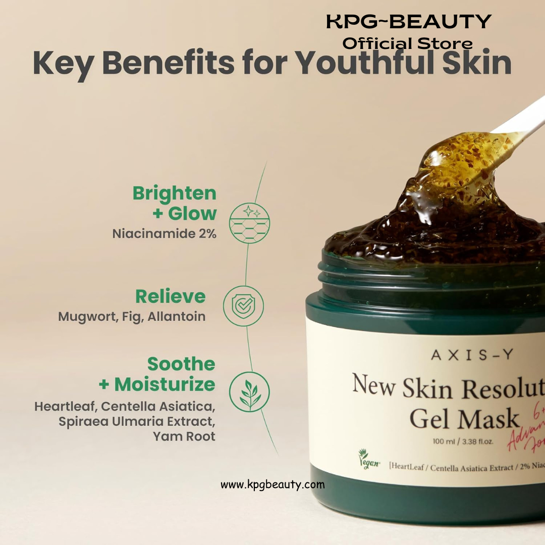 AXIS-Y New Skin Resolution Gel Mask Mugwort with 2% Niacinamide - Spot Treatment for Face, Barrier Repair & Brightening - Vegan Korean Skin Care Face Mask (3.38 fl. oz.) AXIS-Y