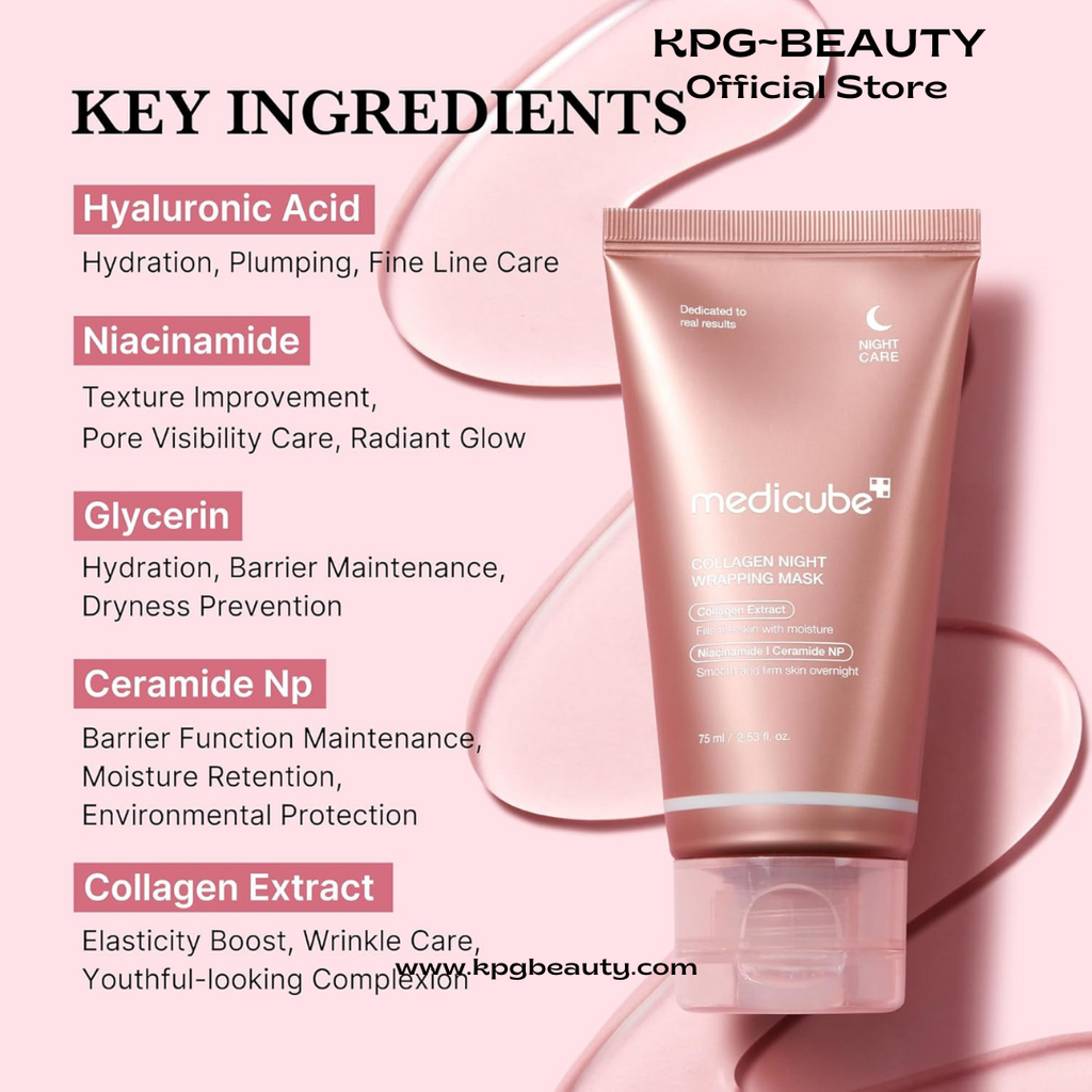 Medicube Collagen Overnight Wrapping Peel Off Facial Mask Pack - Elasticity & Hydration Care, Reduces Sagging & Dullness - Hydrolyzed Collagen For Glowing Skin - Korean Skin Care 75 ml
