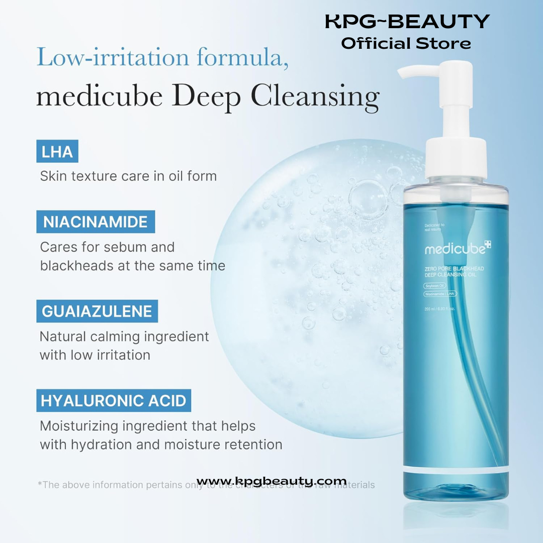 medicube Zero Pore Blackhead Deep Cleansing Oil | Makeup Remover for all skin types, Daily Moisture Facial Cleanser, Low-Irritation | Korean Skin Care (205ml / 6.93 fl.oz)