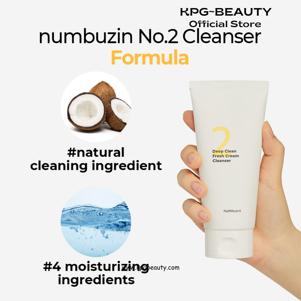 numbuzin No.2 Cleansing Foam | Deep Clean Fresh Cream Cleanser | Foam Cleanser, Gentle Exfoliation, Deep Cleansing, Natural Ingredients | Blackheads, Excess Oil, Dead Skin Cells | 120ml Numbuzin