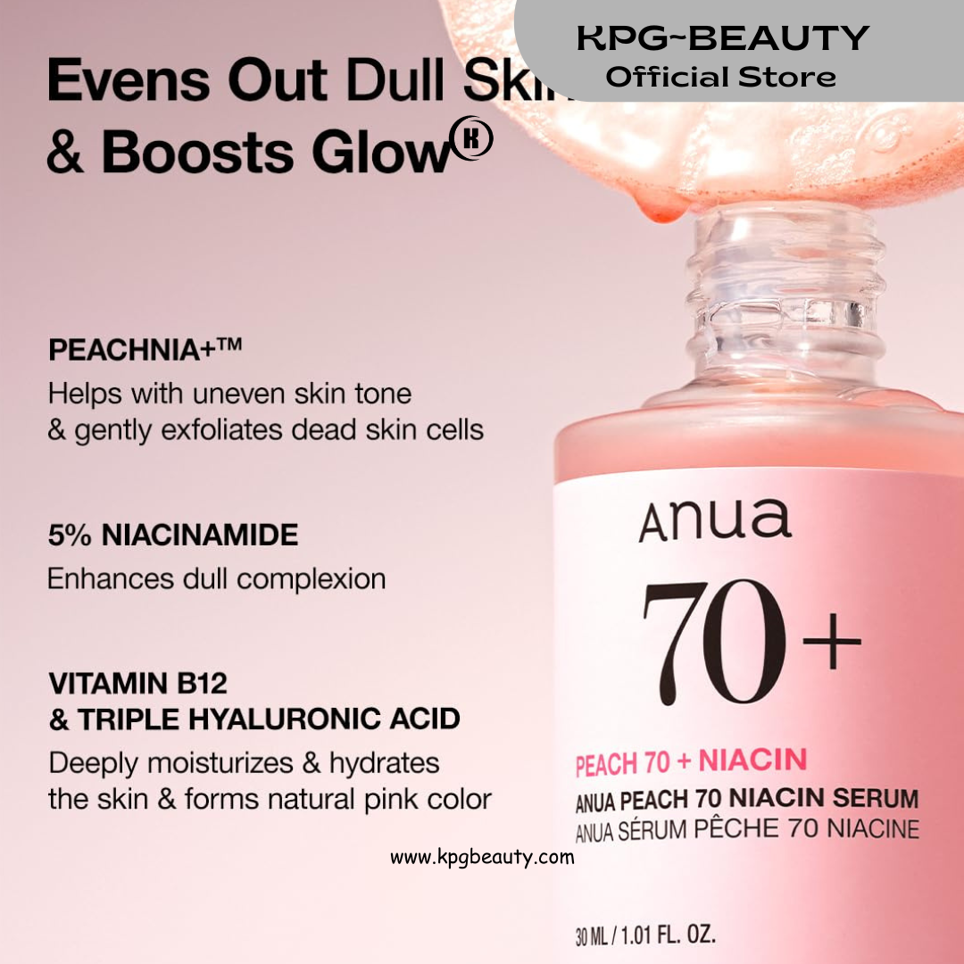 Anua Peach 70 Niacinamide Serum 30ml / brightening hydrating face serum/daily clean beauty