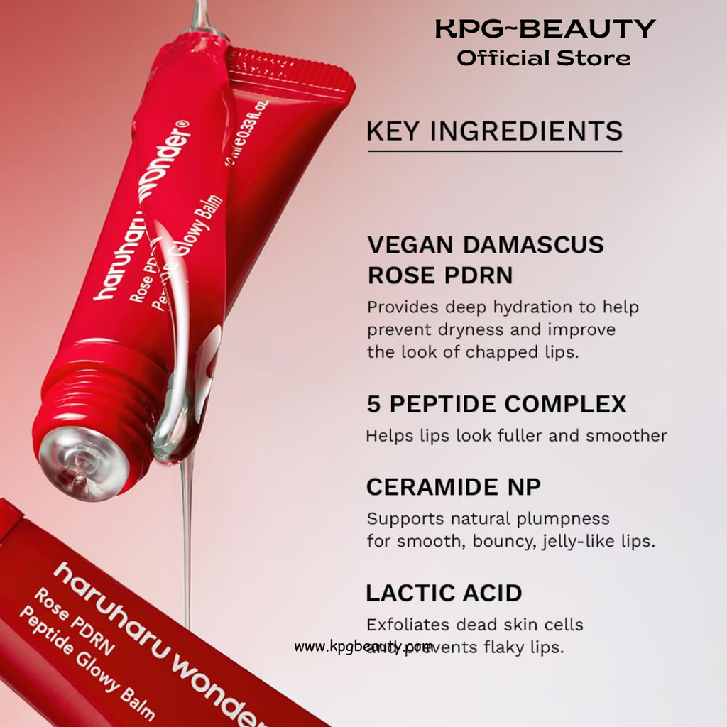 haruharu wonder Rose PDRN Peptide Glowy Balm, Instant Moisture, Repairs Dry Cracked Lips, 24HR Moisture, No Waxy Finish, Vegan, Silicon Free, Micro Plastic Free, Tint-free, 10ML HARUHARU WONDER